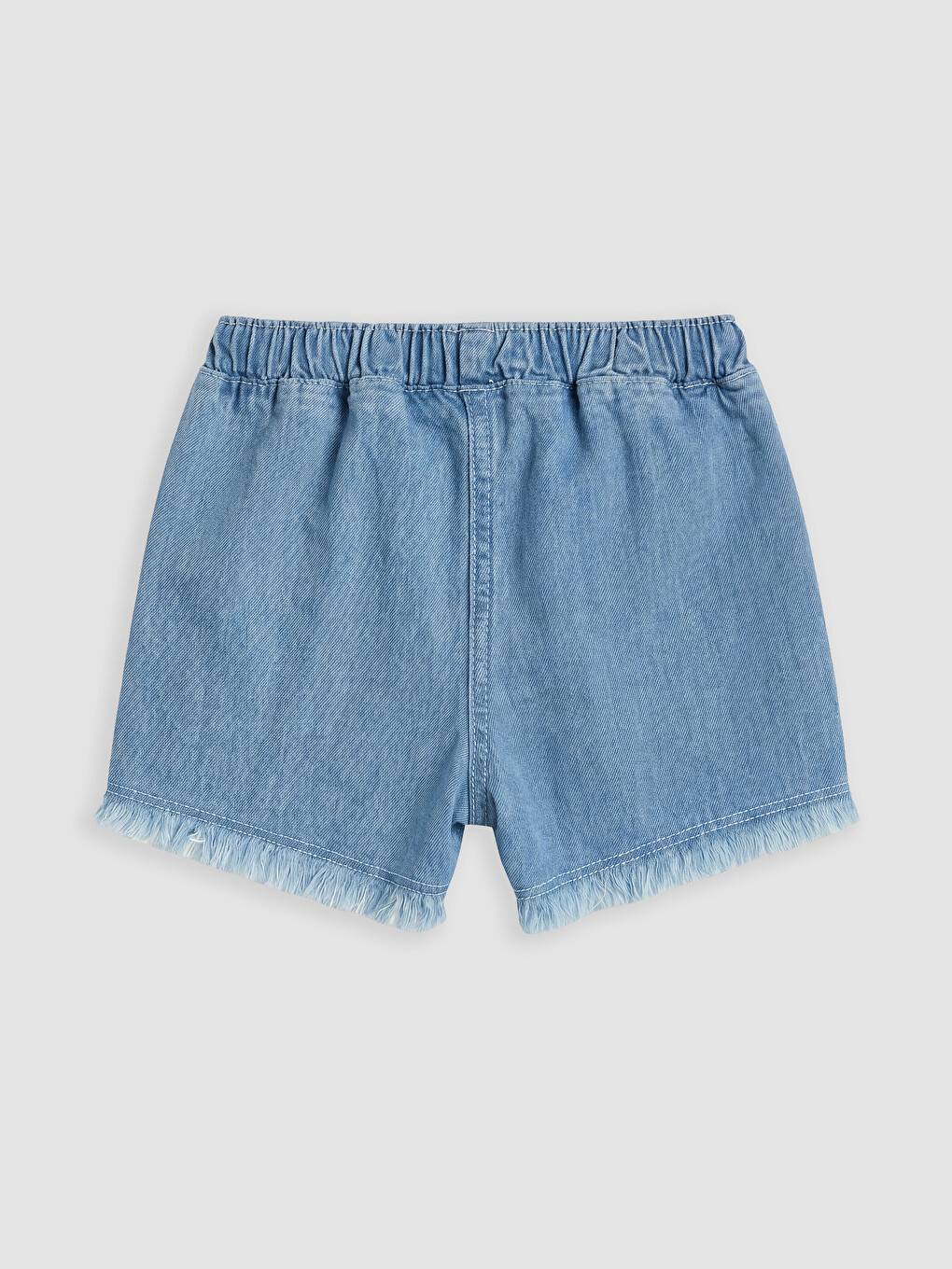 İndigo Beli Lastikli Kız Bebek Jean Şort-1