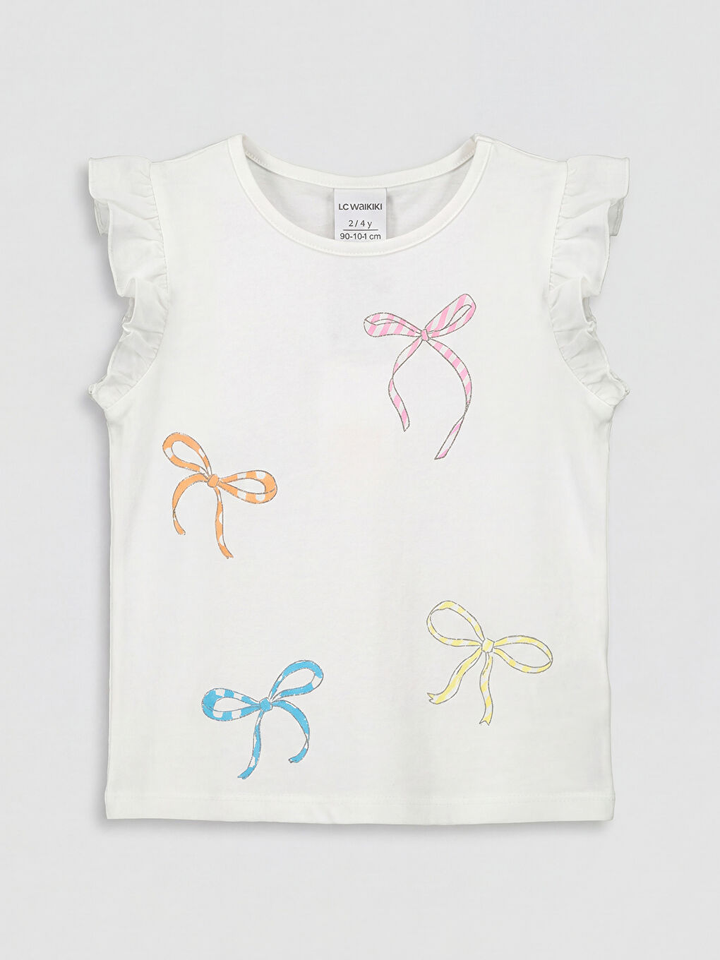 Beyaz Fiyonk Baskılı Kız Çocuk Atlet