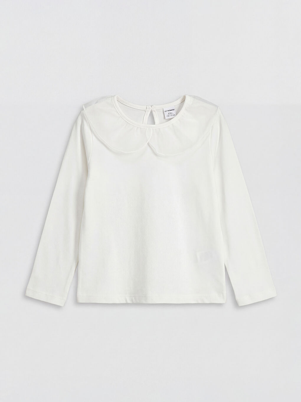 Ekru Bebe Yaka Kız Çocuk Tişört