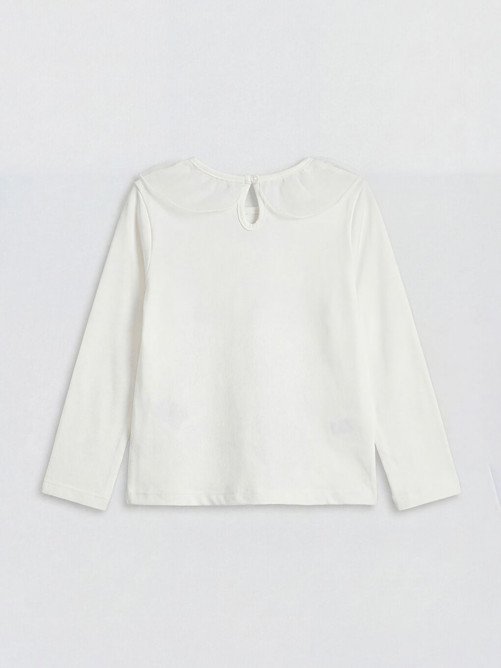 Ekru Bebe Yaka Kız Çocuk Tişört-1