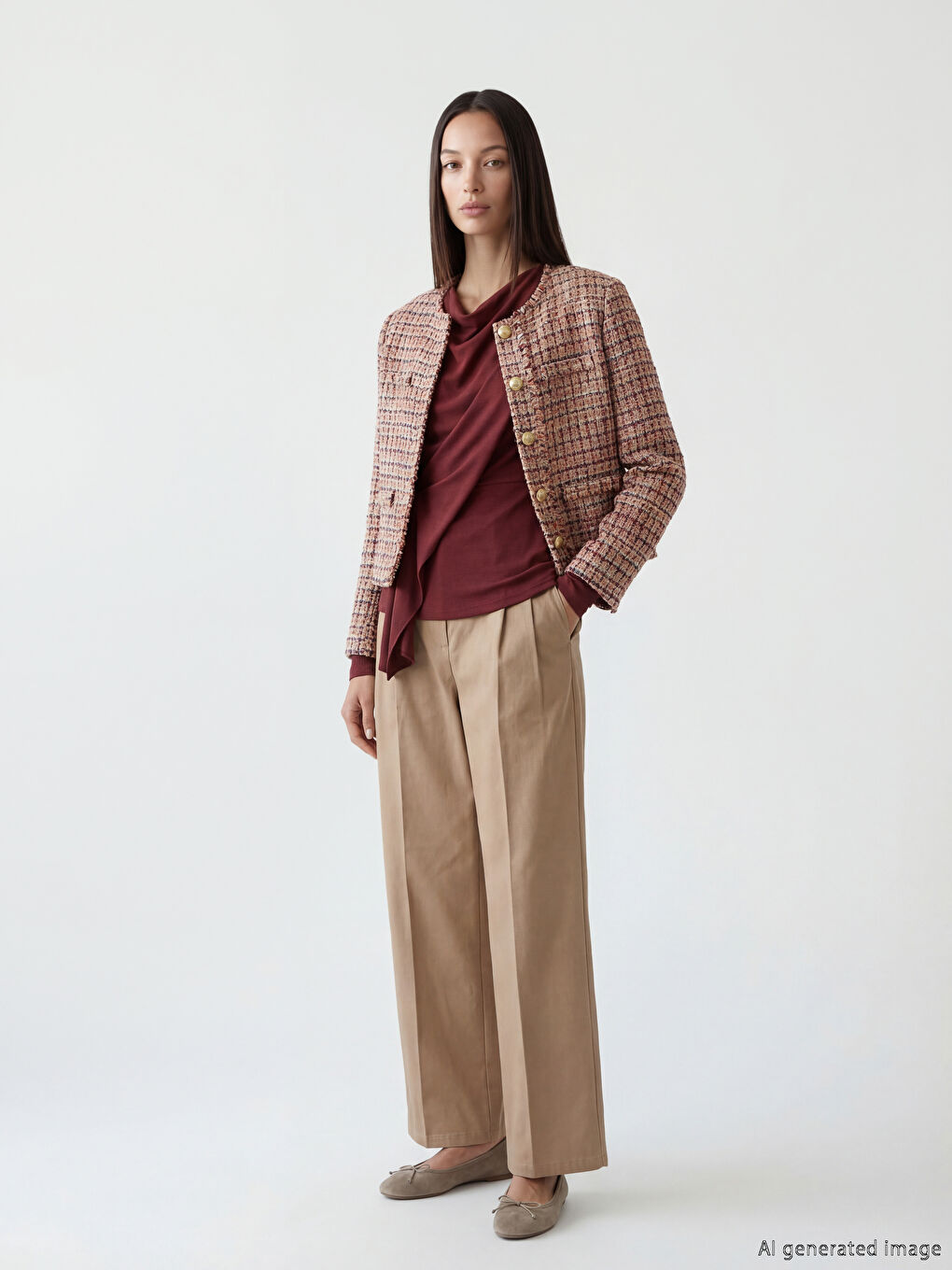 Women's Wide Leg Pleated Trousers in a Relaxed Fit