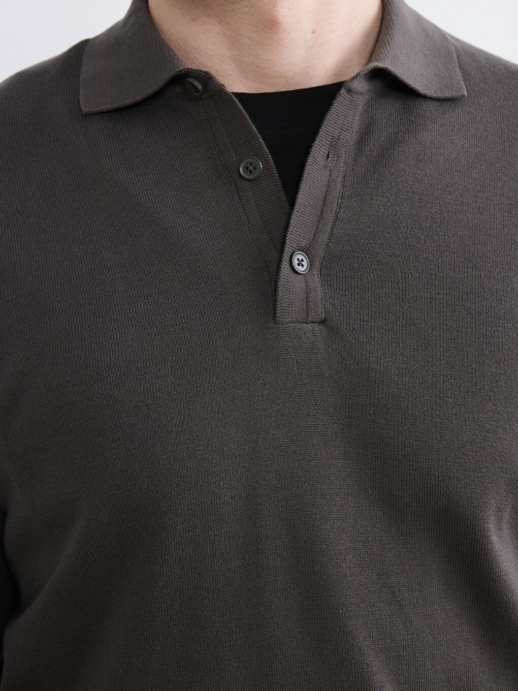 Haki Polo Yaka Erkek Triko Kazak-2