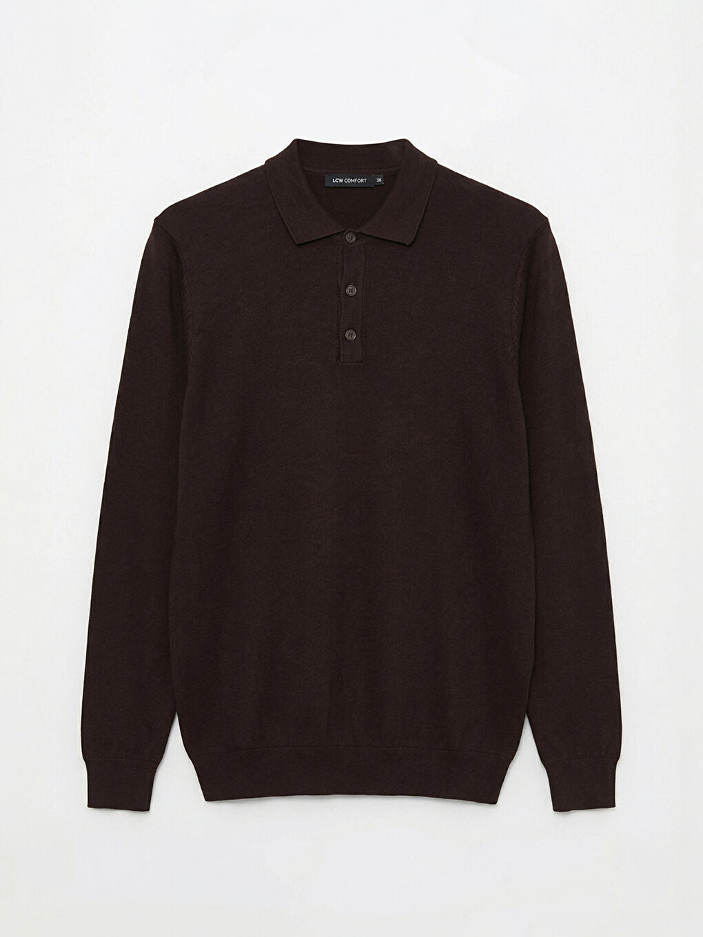 Kahverengi Polo Yaka Erkek Triko Kazak-4