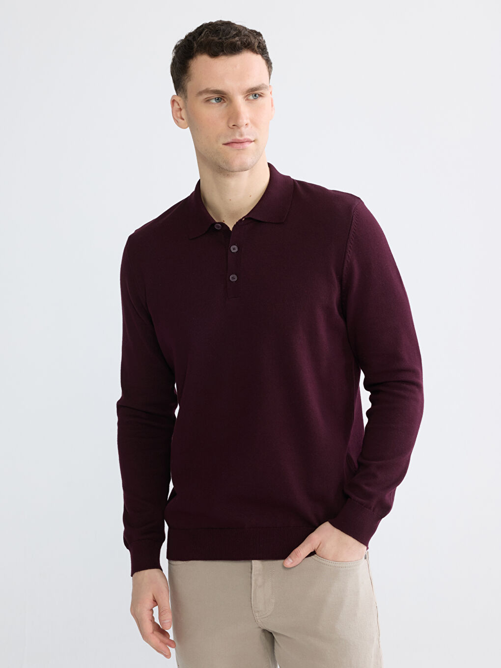 Men's Polo Neck Knit Sweater