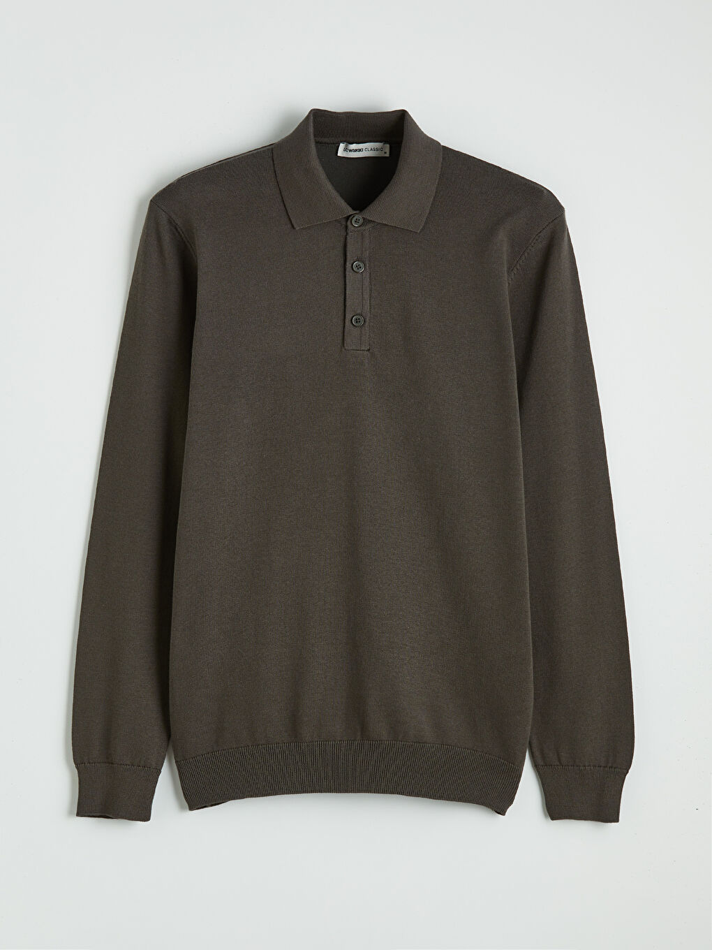 Haki Polo Yaka Erkek Triko Kazak-4