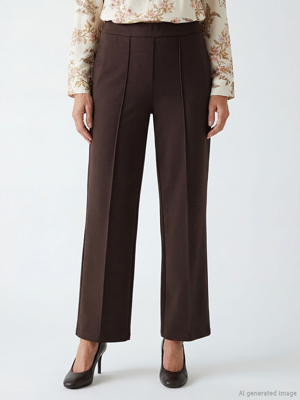 بنطلون واسع الأرجل بخصر مطاطي للسيدات-2