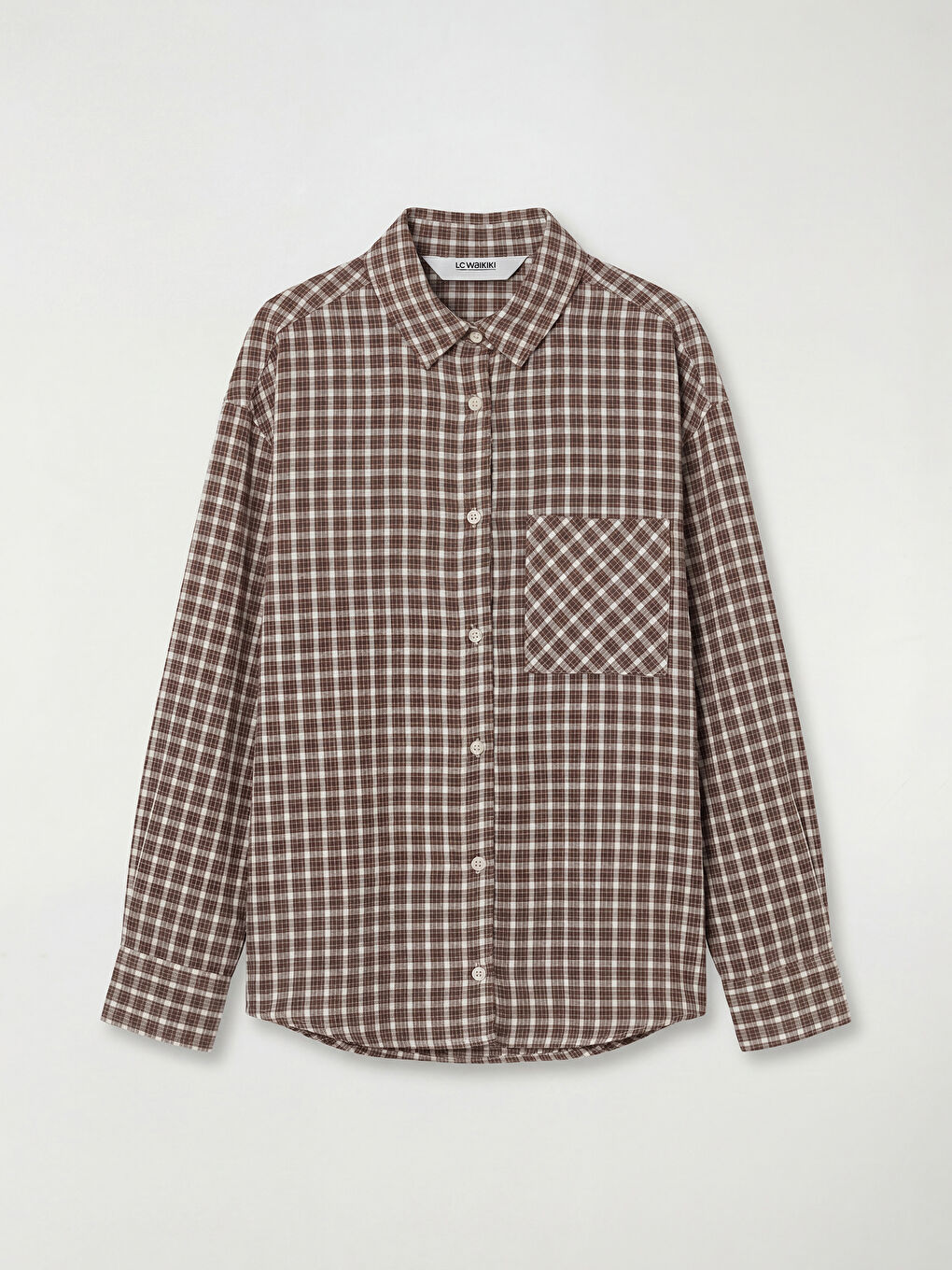 Kahverengi Ekose Poplin Kız Çocuk Gömlek