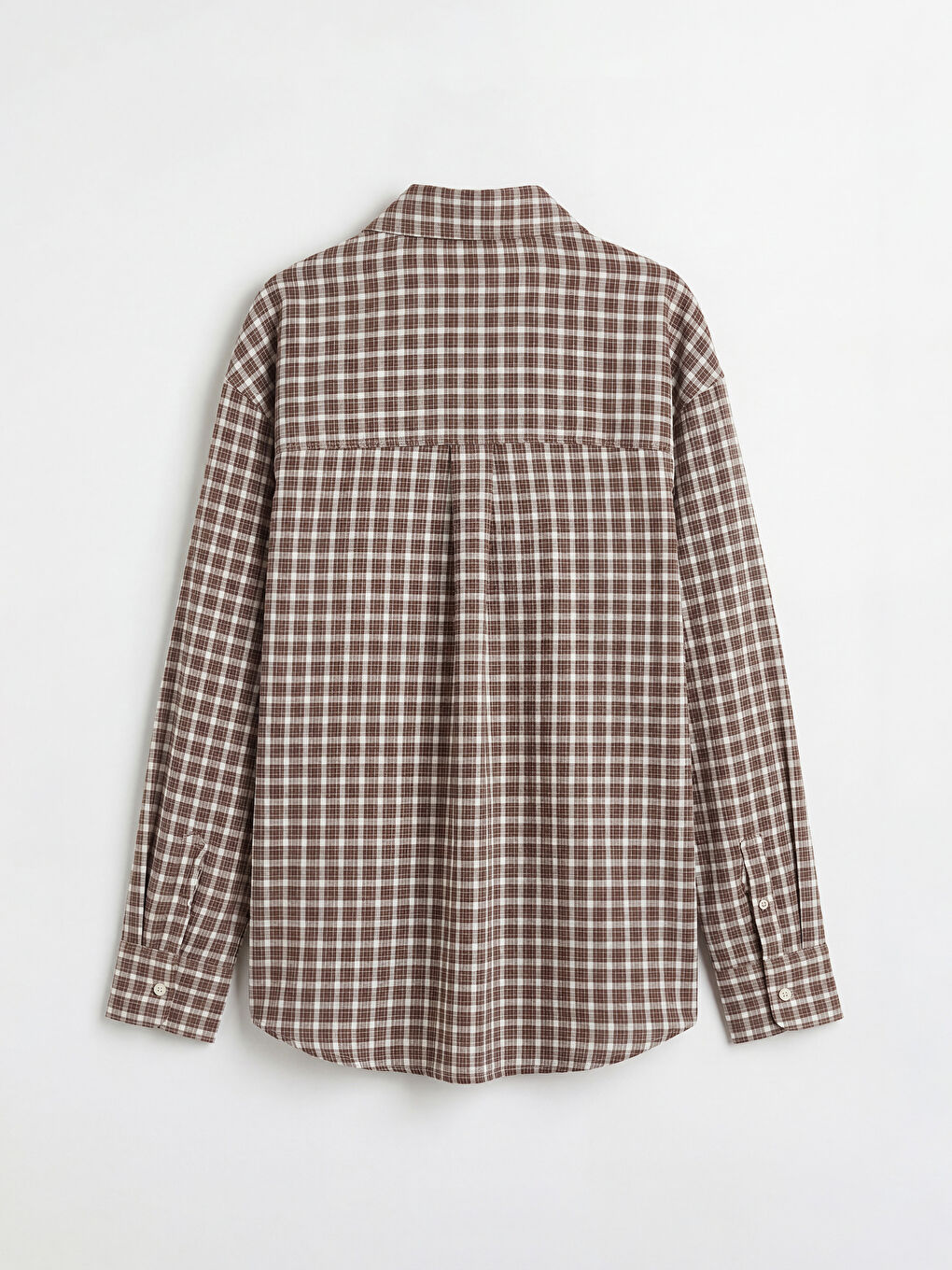 Kahverengi Ekose Poplin Kız Çocuk Gömlek-1