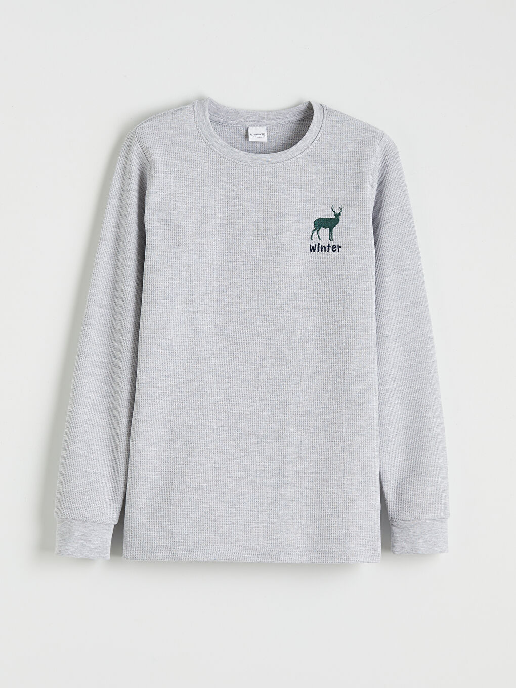 Gri Bisiklet Yaka Erkek Çocuk Pijama Takım-1