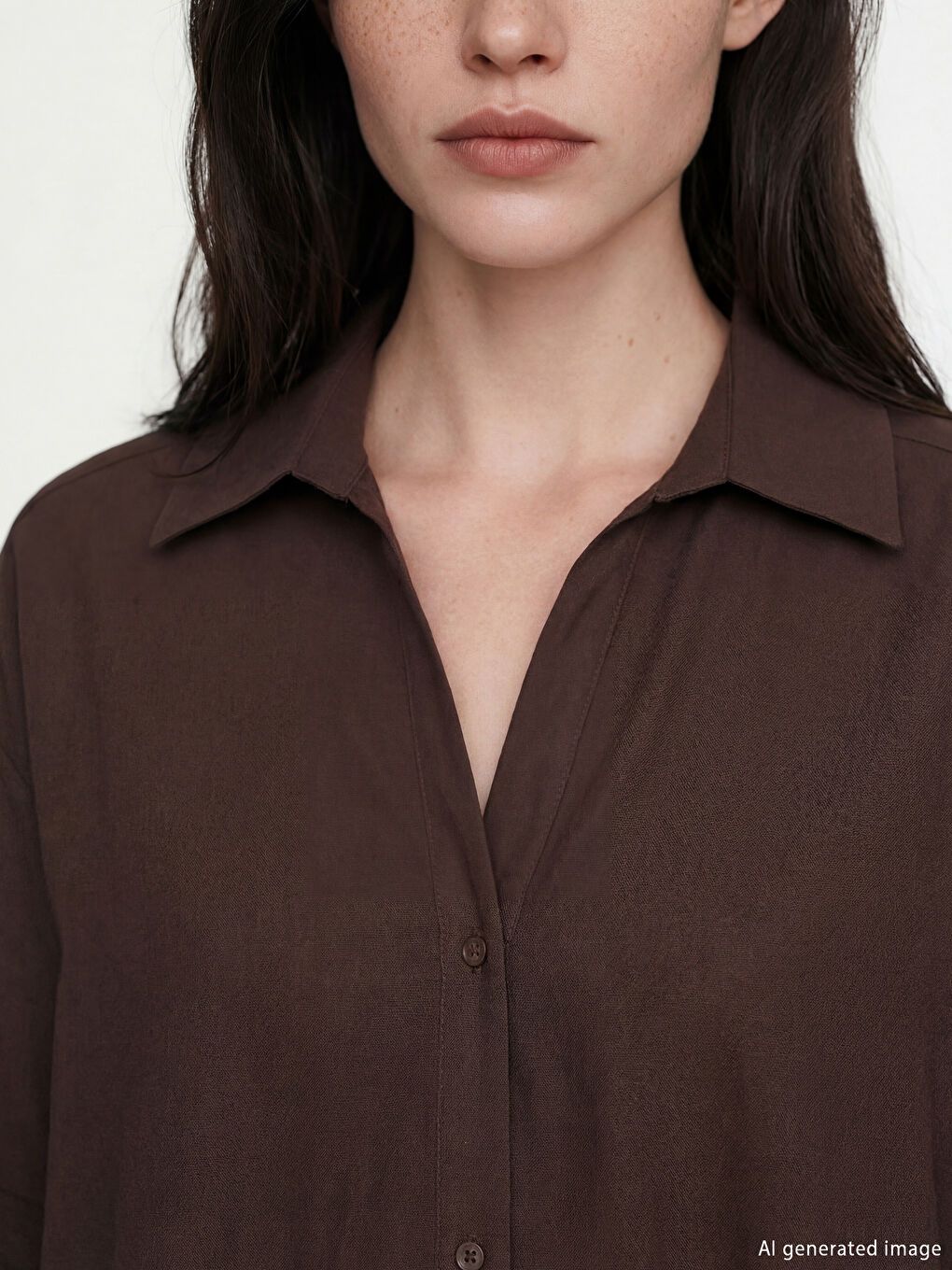 Kahverengi Oversize Kadın Gömlek		
-2