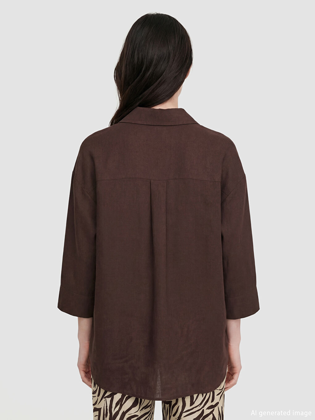 Kahverengi Oversize Kadın Gömlek		
-3