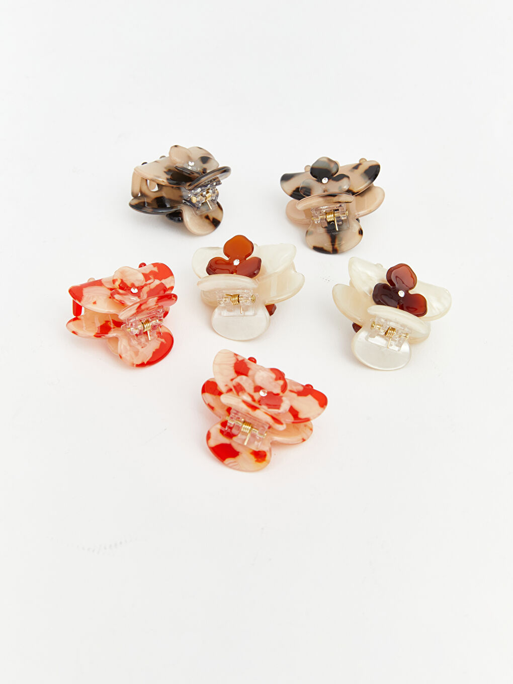 Karışık Çiçek Figürlü Kadın Mandal Toka Seti 6'lı-1