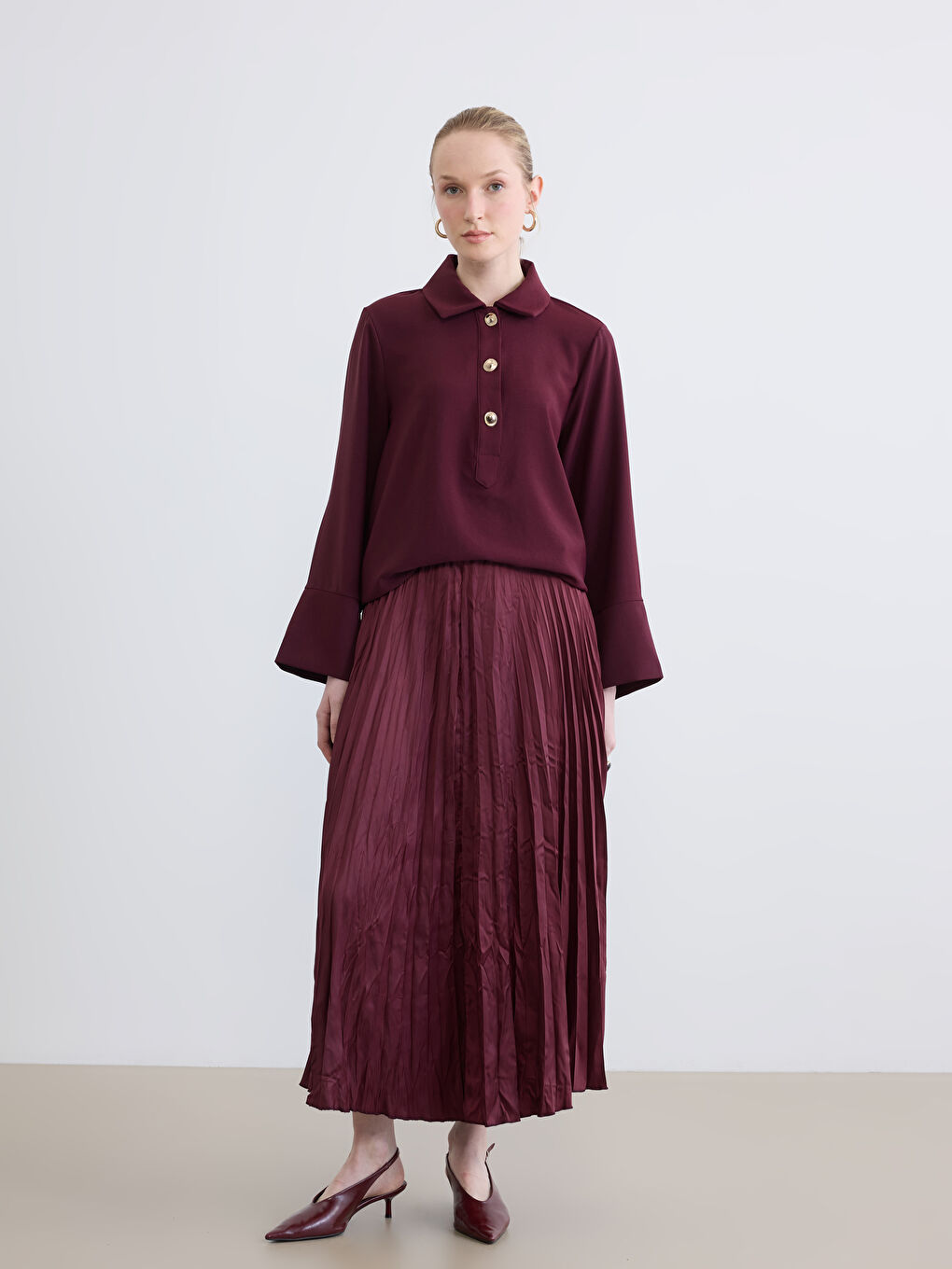 Bordo Oversize Kadın Tunik-1