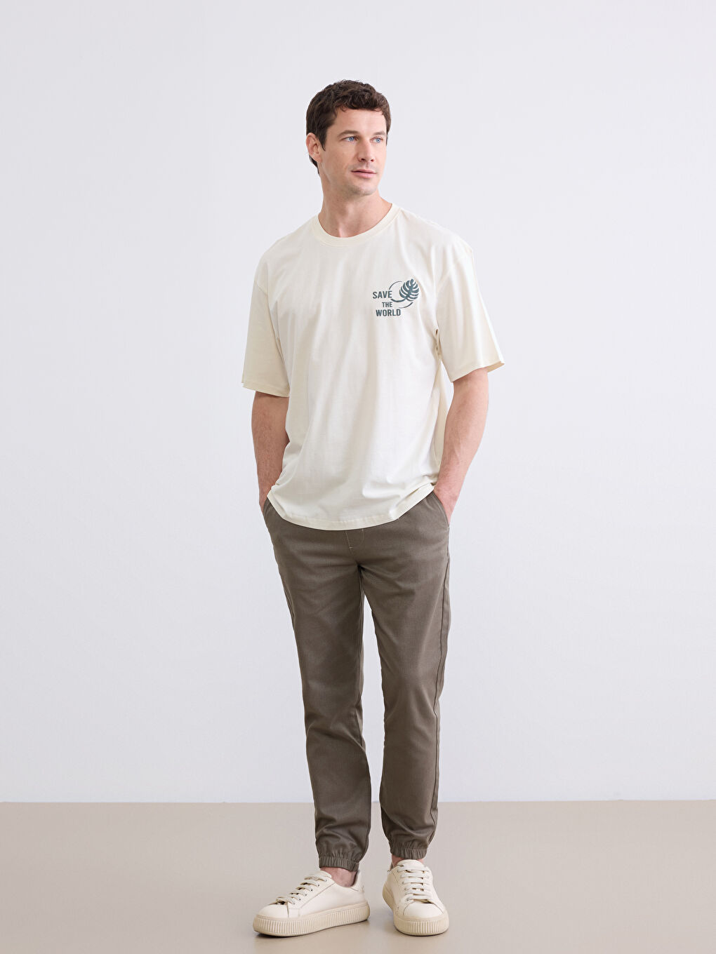 Haki Standart Kalıp Erkek Jogger Pantolon