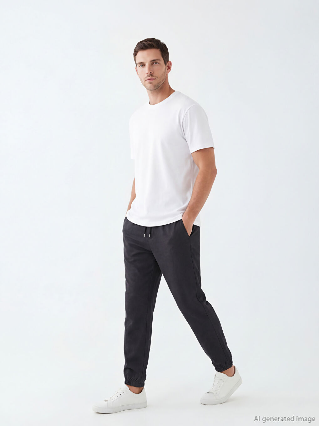 Siyah Standart Kalıp Erkek Jogger Pantolon