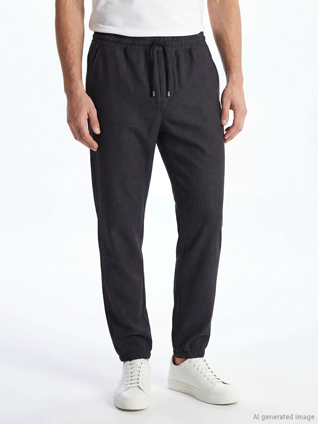 Siyah Standart Kalıp Erkek Jogger Pantolon-1