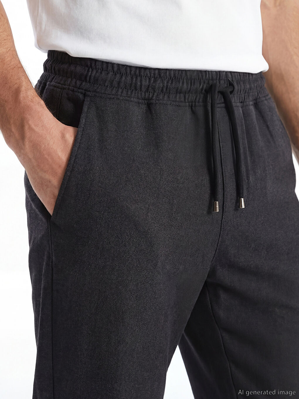 Siyah Standart Kalıp Erkek Jogger Pantolon-2