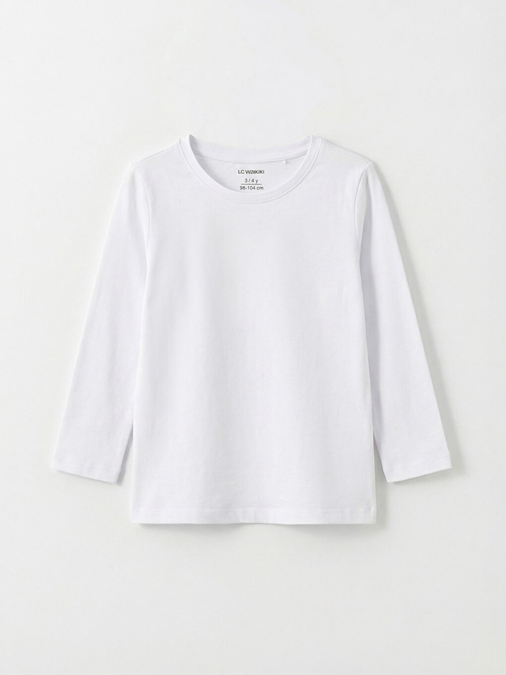 Beyaz Bisiklet Yaka Uzun Kollu Kız Çocuk Tişört