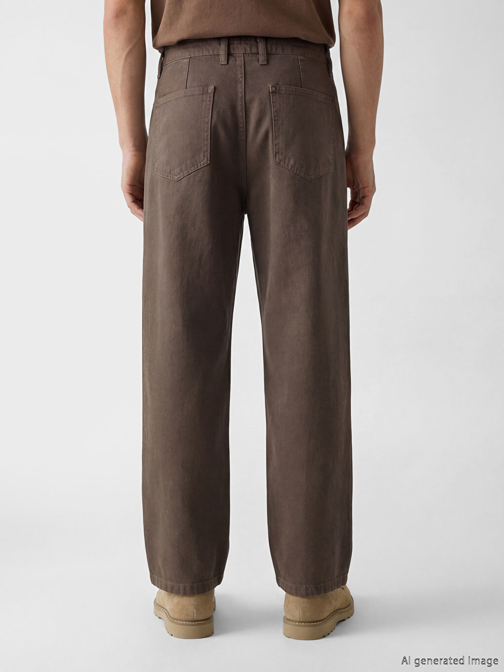 Kahverengi Rahat Kalıp Erkek Pantolon-3