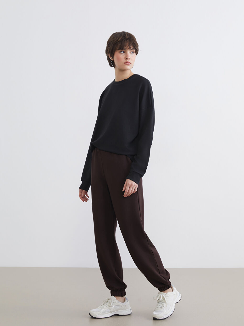 Siyah Soft Touch Oversize Kadın Sweatshirt-1