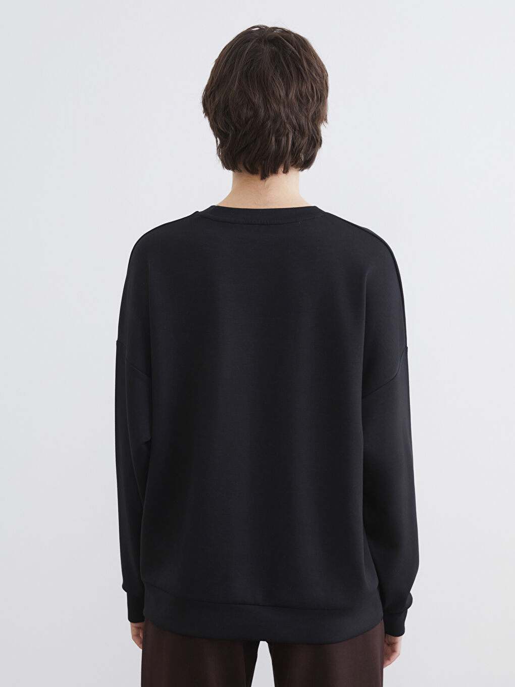 Siyah Soft Touch Oversize Kadın Sweatshirt-3