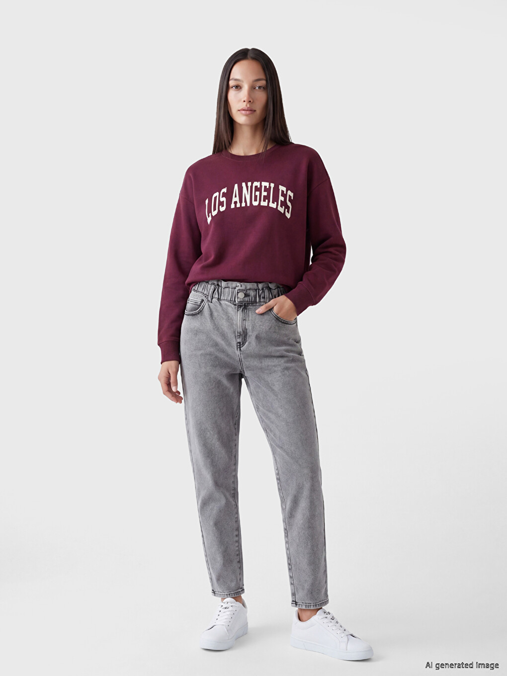 Mürdüm Soft Touch Oversize Kadın Sweatshirt	-1
