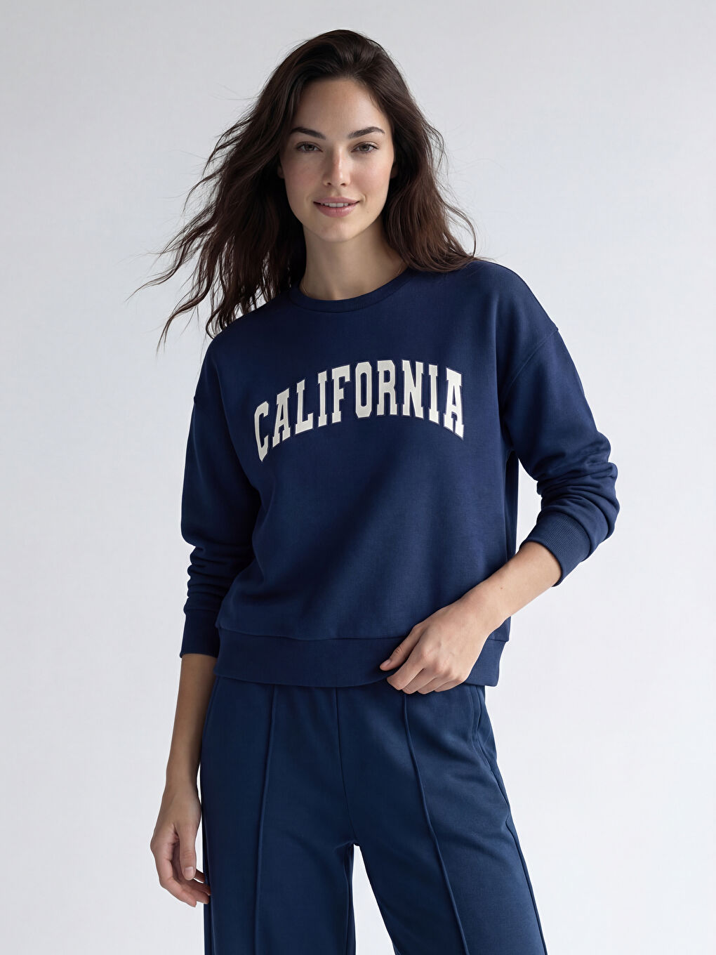 Lacivert Soft Touch Oversize Kadın Sweatshirt	-2