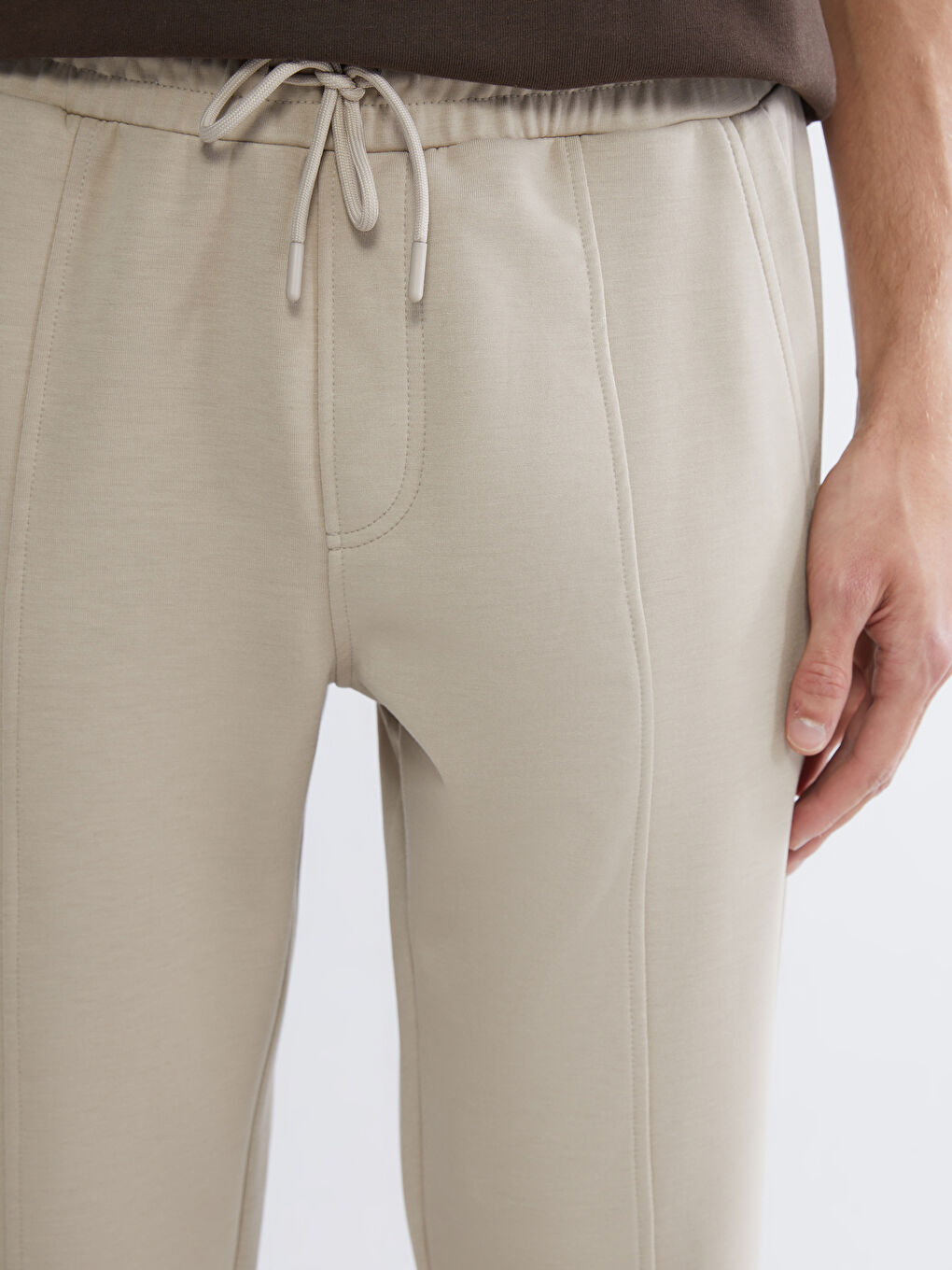 Bej Standart Kalıp Erkek Eşofman Altı-2