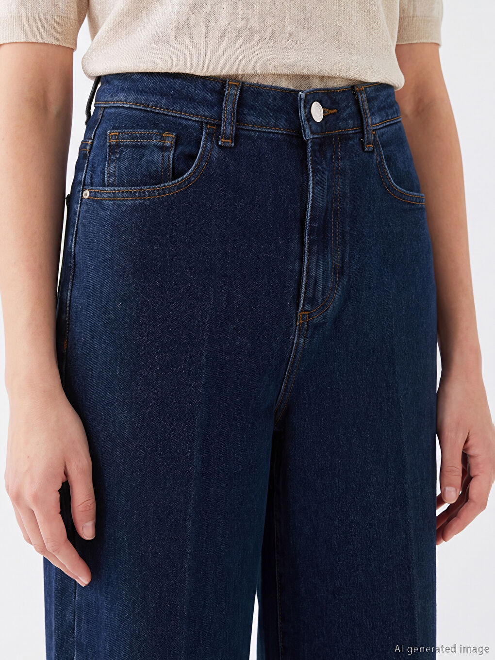 İndigo Wideleg Kadın Jean Pantolon-2