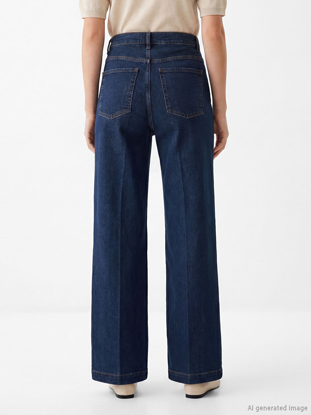 İndigo Wideleg Kadın Jean Pantolon-3