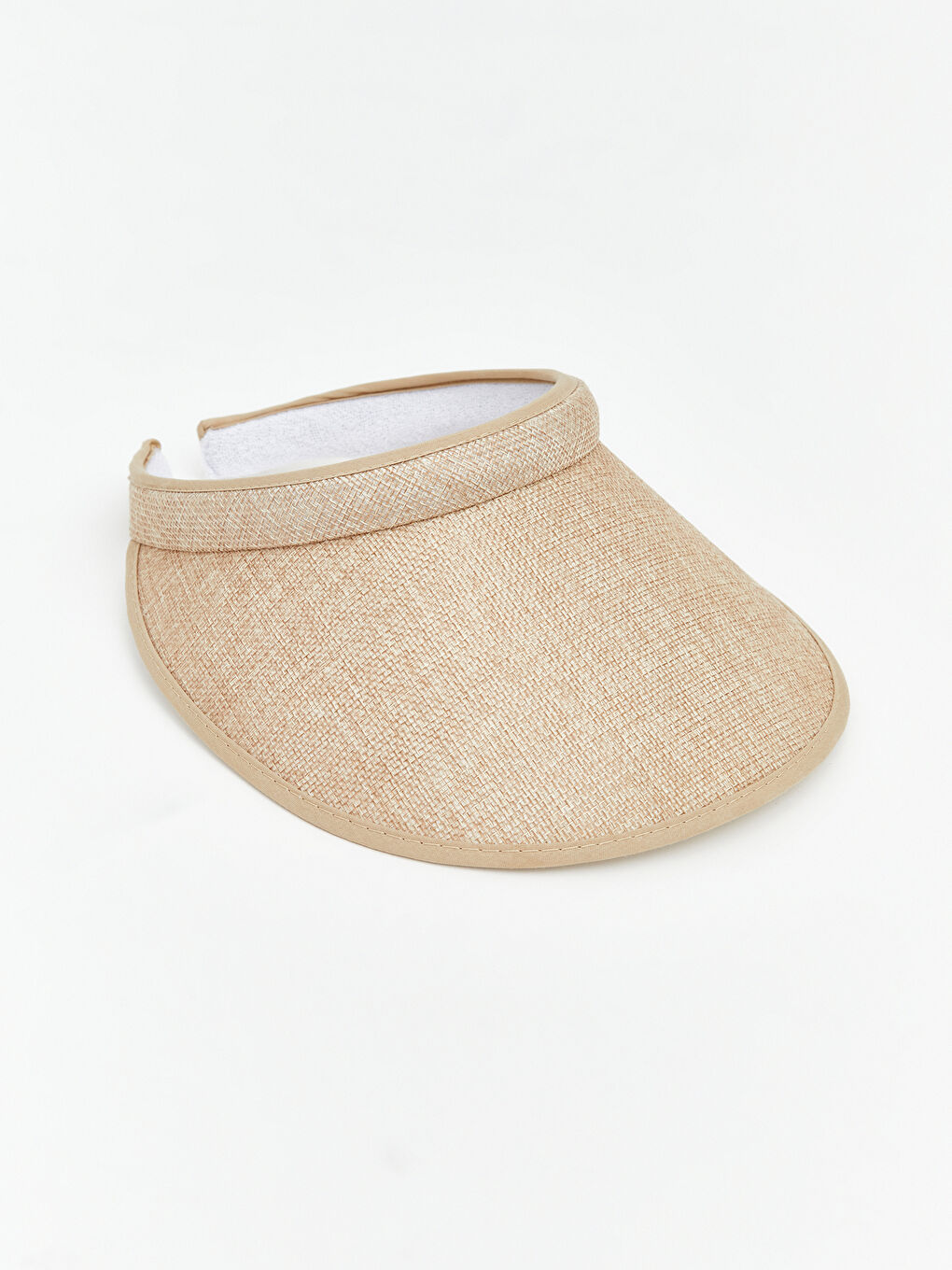 Bej Kadın Hasır Vizör Şapka-1
