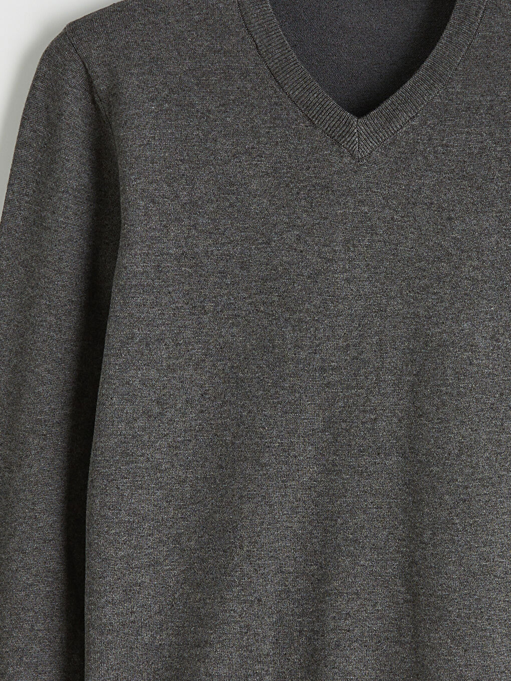 Gri V Yaka Erkek Triko Kazak-1