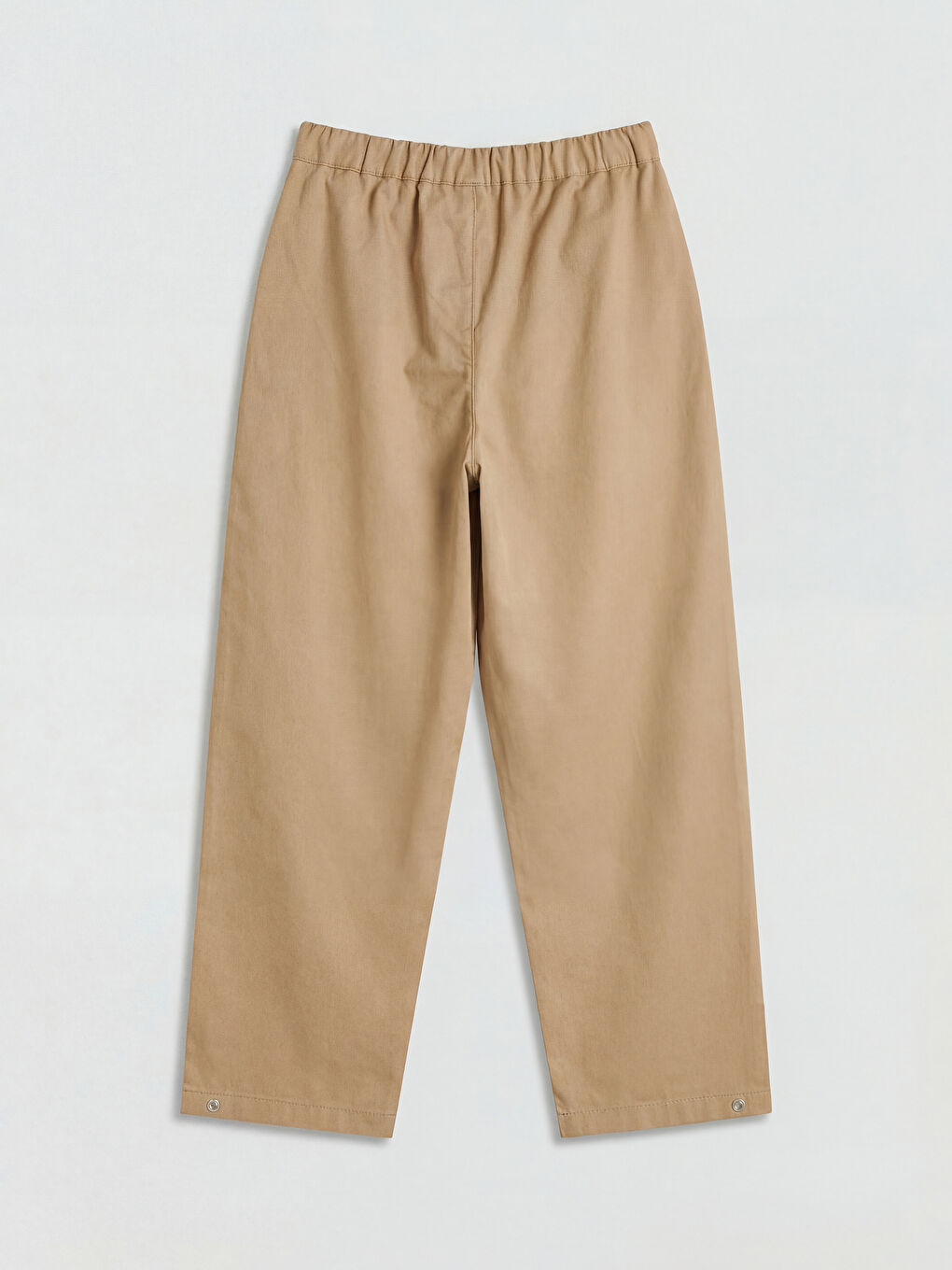 Bej Mom Fit Kız Çocuk Pileli Pantolon-2