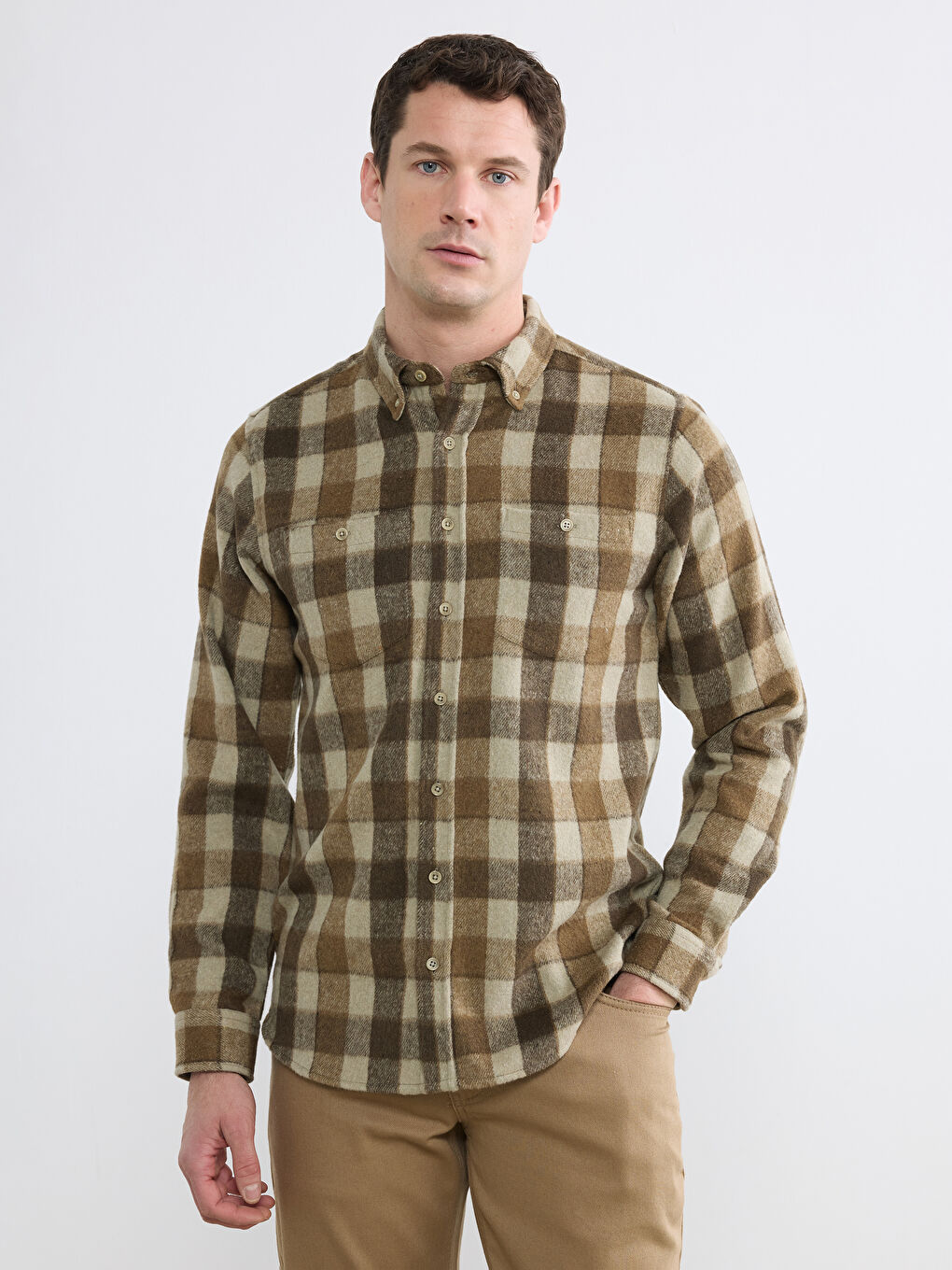 Cămașă Regular Fit cu Mânecă Lungă, Model Carouri, Bărbați