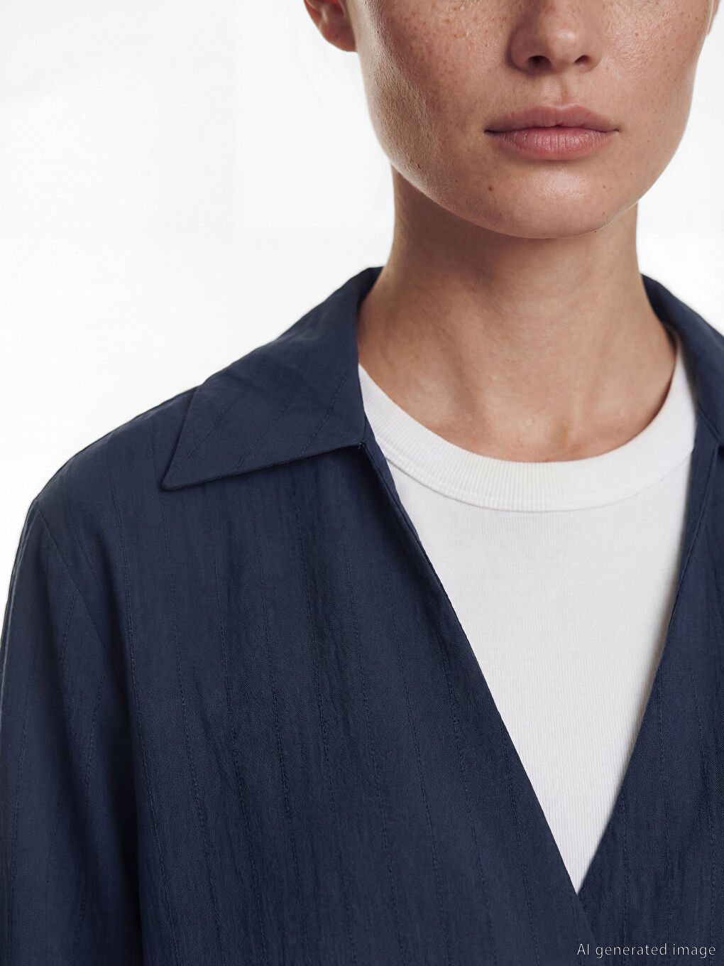 Lacivert Kruvaze Yaka Modal Karışımlı Kadın Kimono-2