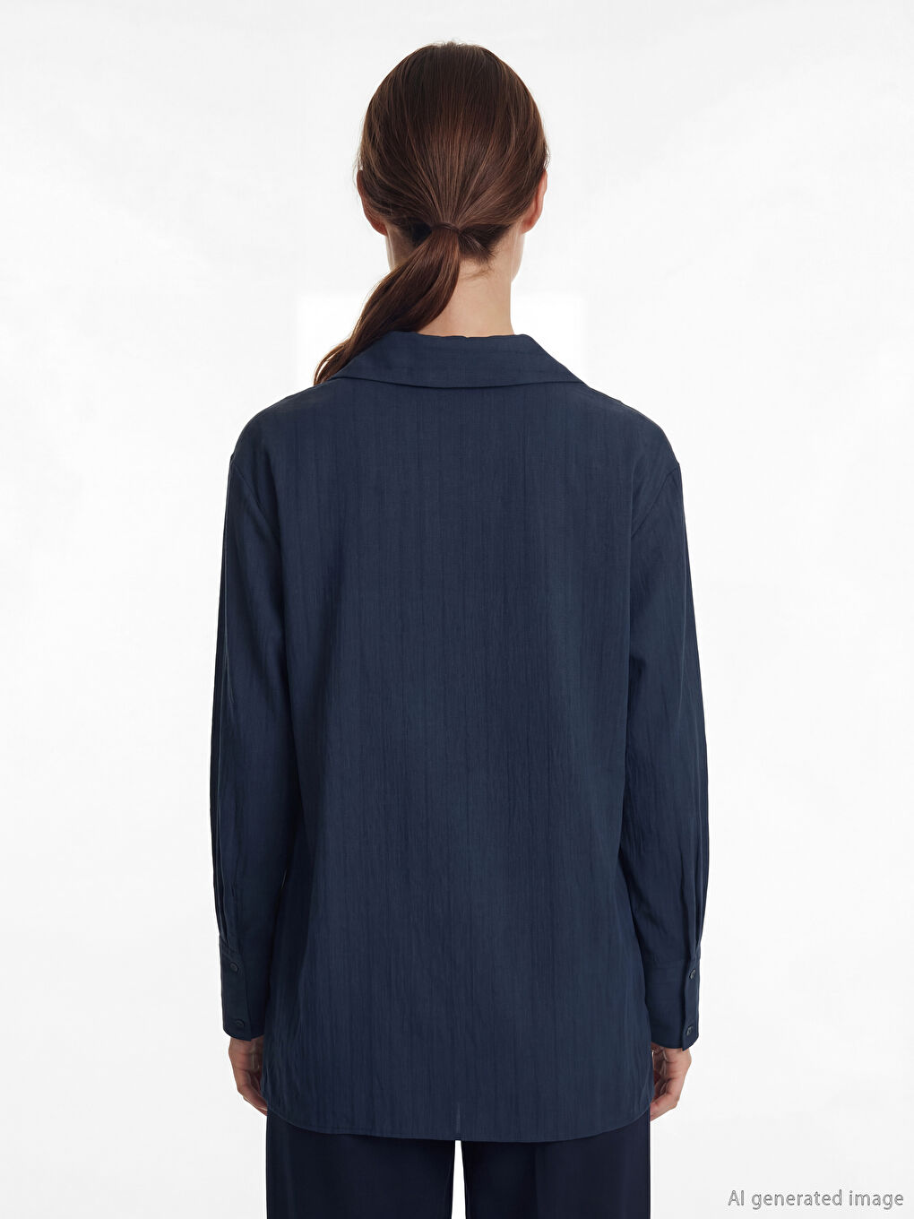 Lacivert Kruvaze Yaka Modal Karışımlı Kadın Kimono-3