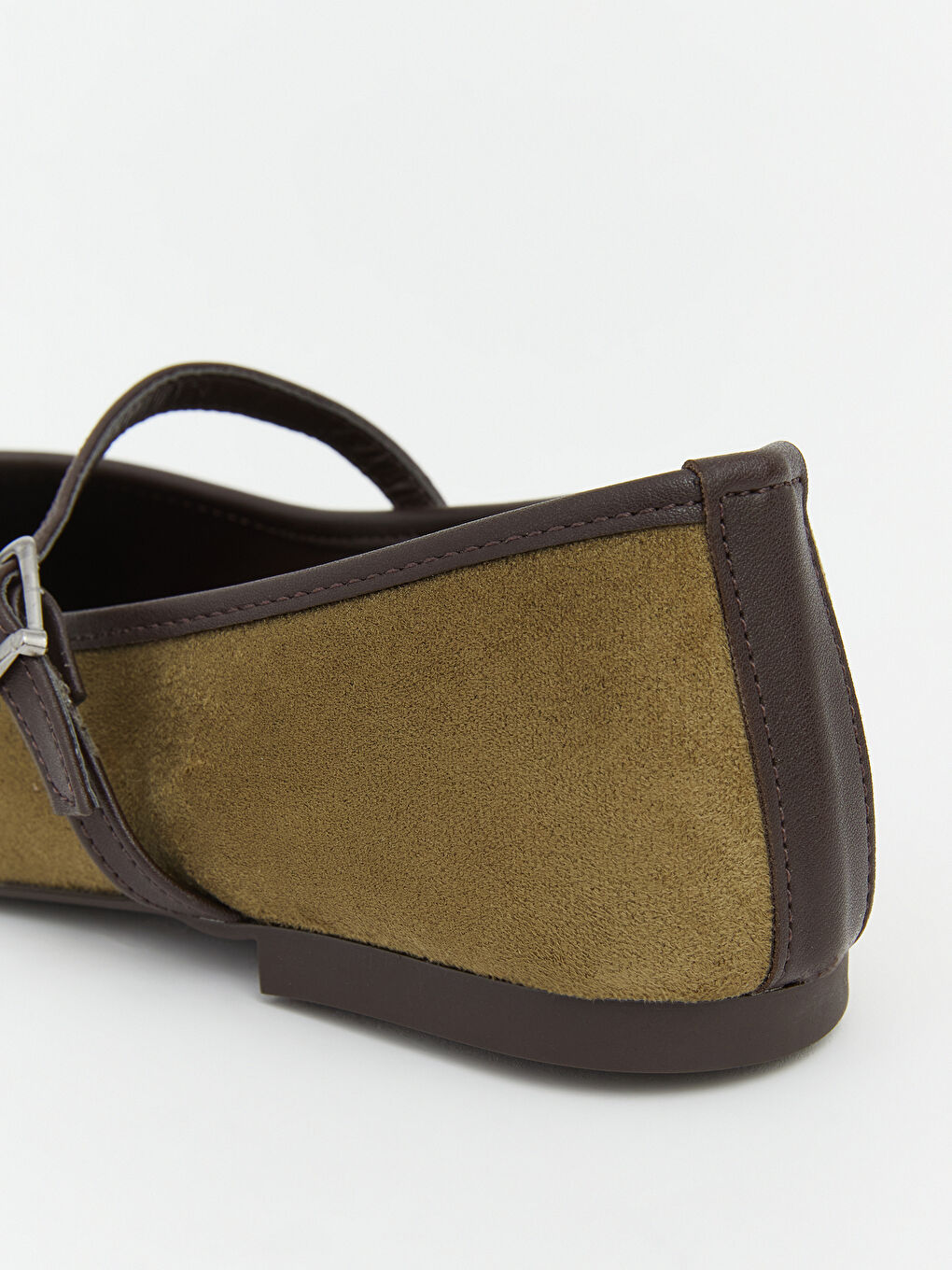 Haki Süet Görünümlü Kadın Babet-4