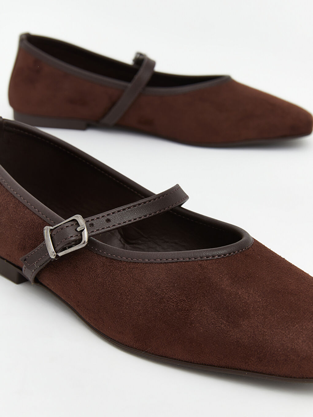 Kahverengi Süet Görünümlü Kadın Babet-2