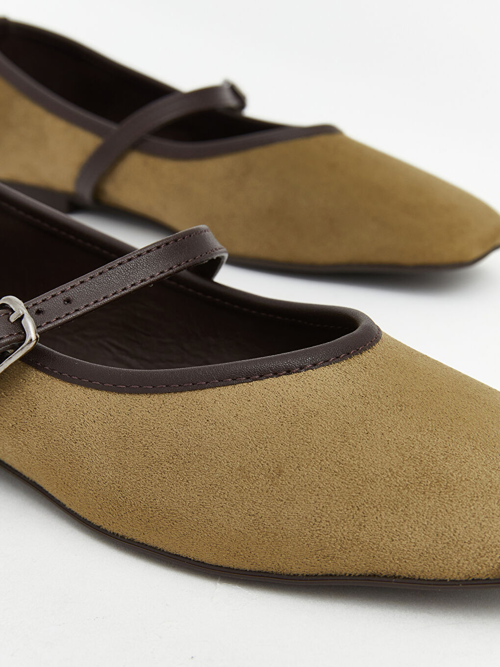 Haki Süet Görünümlü Kadın Babet-2