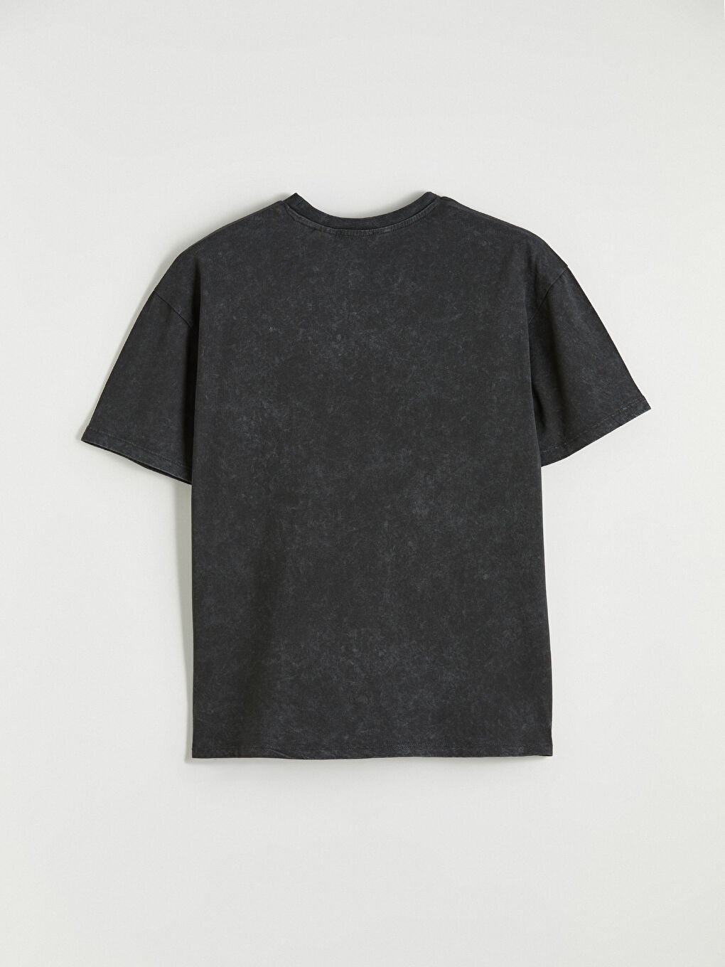 Antrasit Bisiklet Yaka Stitch Baskılı Kadın Tişört-2