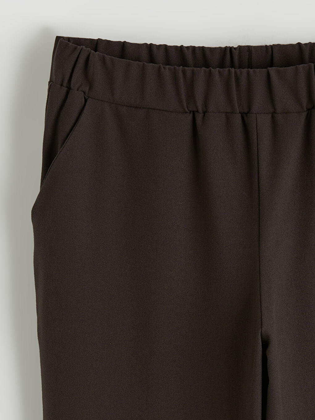 Kahverengi Beli Lastikli Kadın Pantolon-1