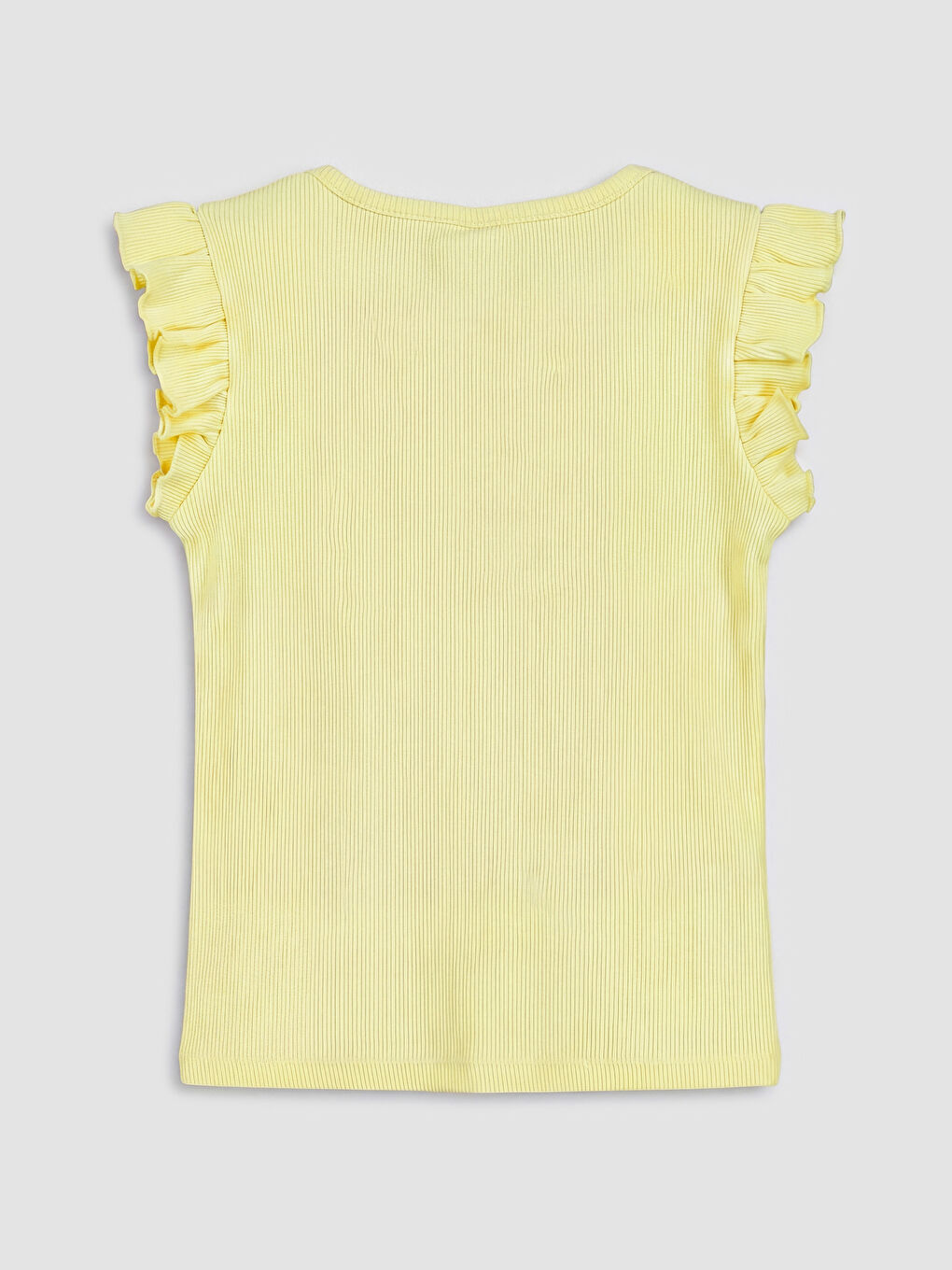 Sarı Bisiklet Yaka Nakışlı Kız Çocuk Atlet-1