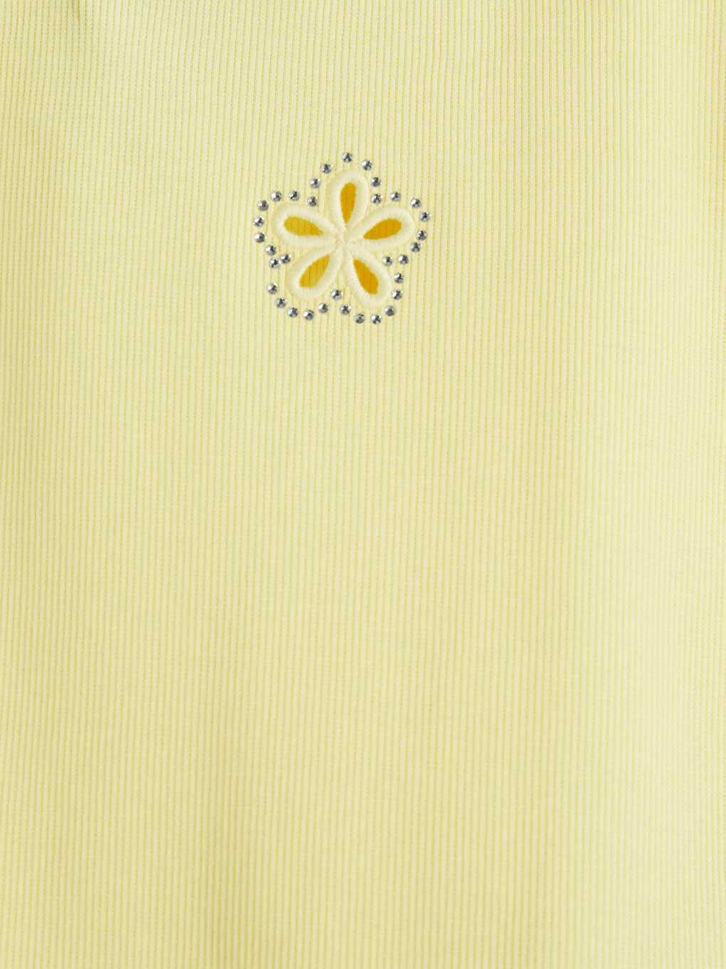 Sarı Bisiklet Yaka Nakışlı Kız Çocuk Atlet-2