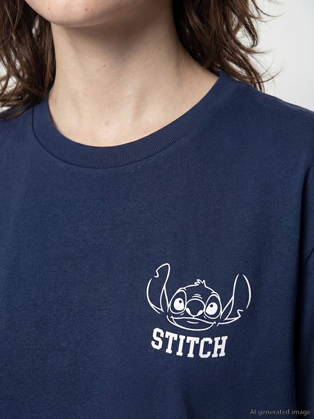 Ženska Majica Sa Okruglim Izrezom I Štampom Stitch-2