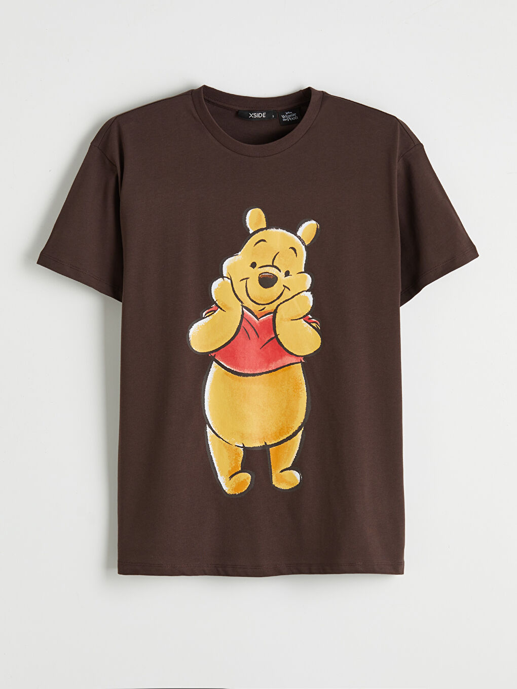 Kahverengi Winnie the Pooh Baskılı Kadın Tişört-3