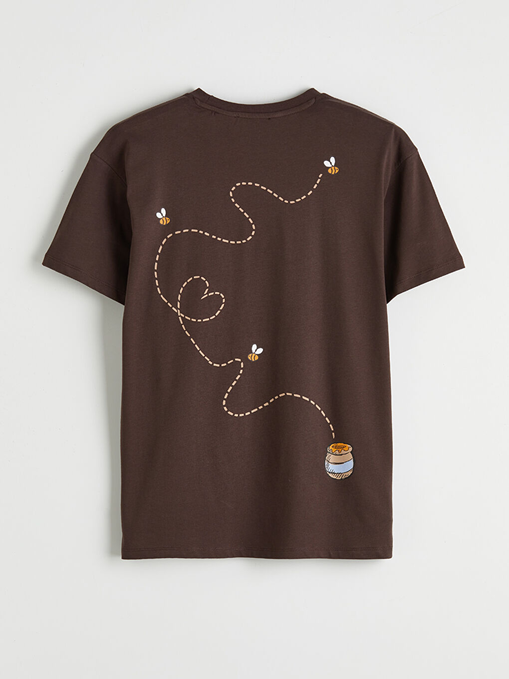 Kahverengi Winnie the Pooh Baskılı Kadın Tişört-4