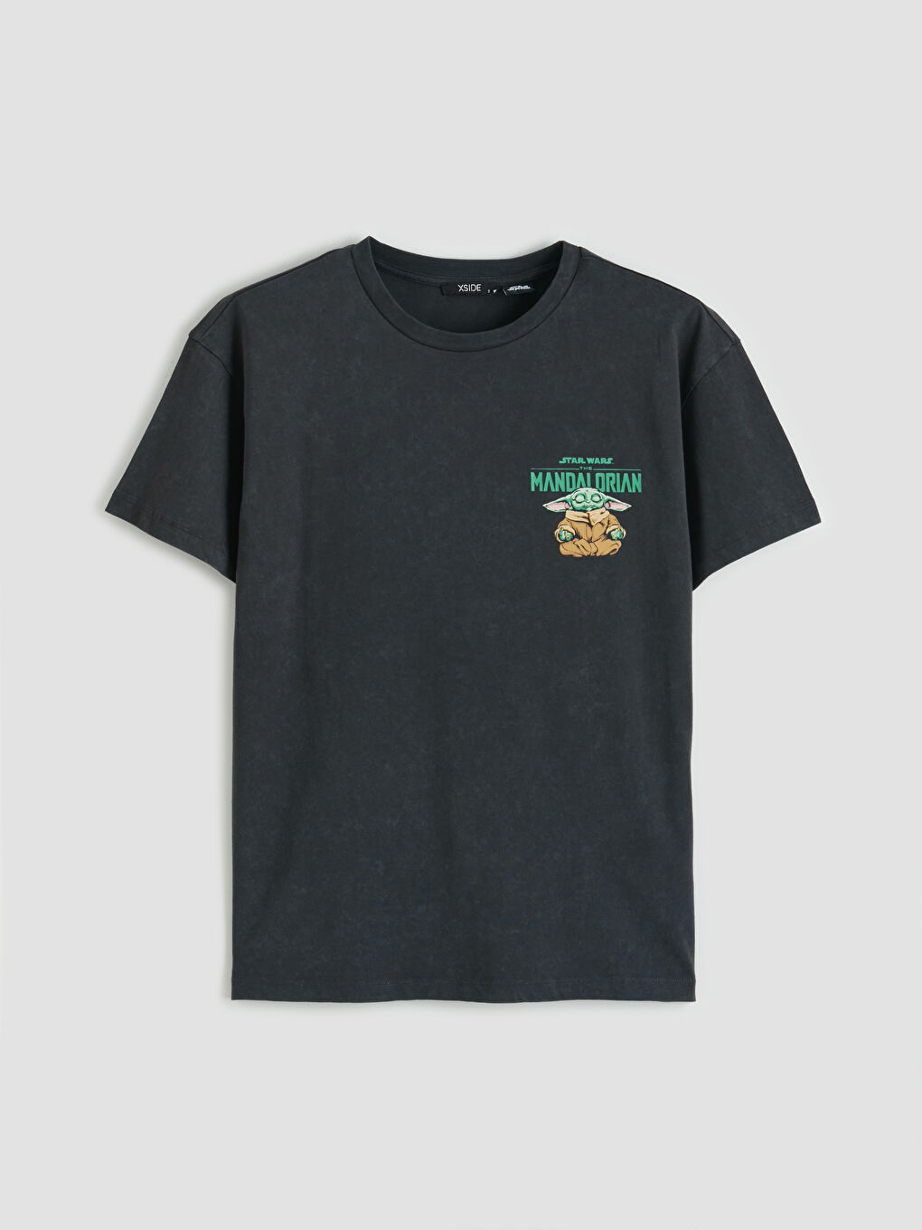 Antrasit Bisiklet Yaka The Mandalorian Baskılı Kadın Tişört