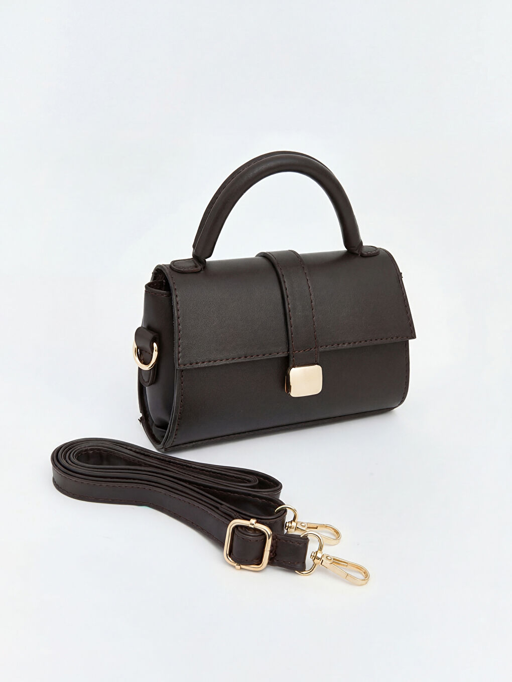 Kahverengi Deri Görünümlü Kadın Omuz Çantası-1