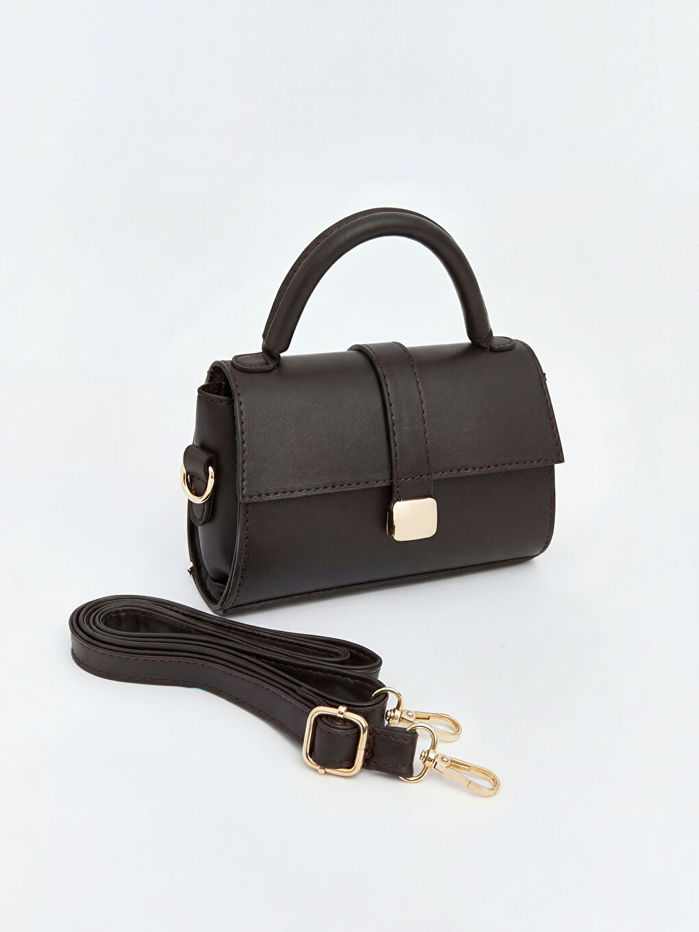 Kahverengi Deri Görünümlü Kadın Omuz Çantası-2