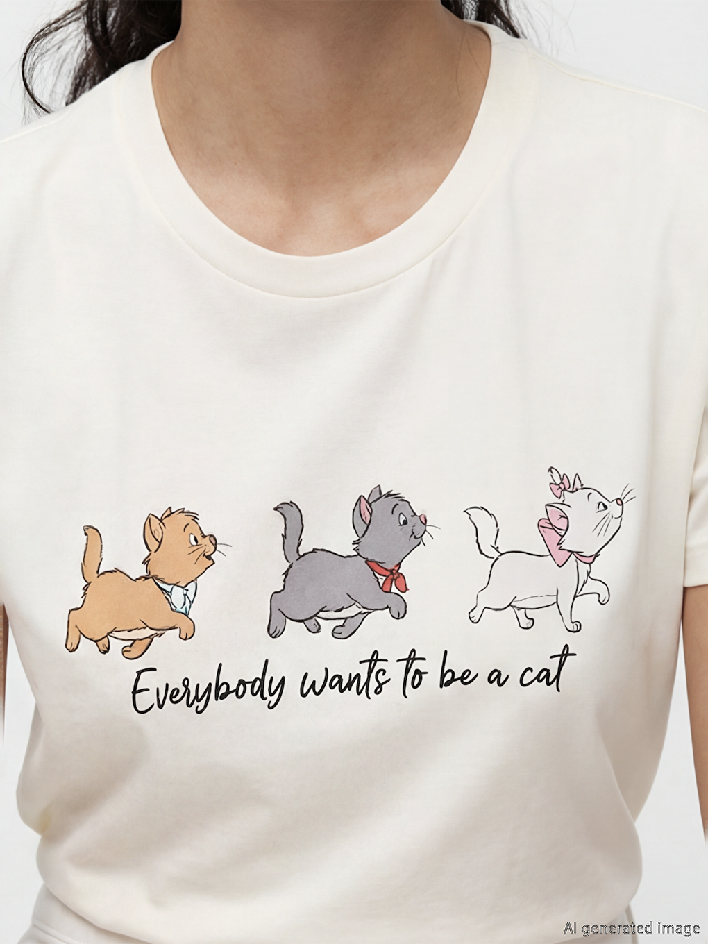 Crew Neck Aristocats Printed Women's T-Shirt-2